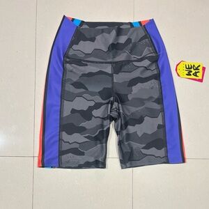 Zumba Fitness Camouflage Biker Shorts with Purple and Red Accents